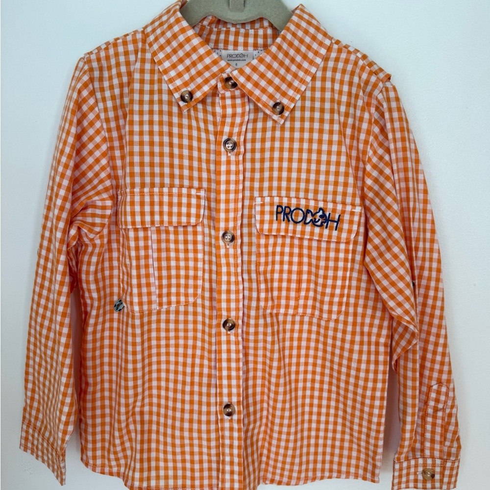 Prodoh Kid’s Orange Checkered Fishing/Sun Shirt
